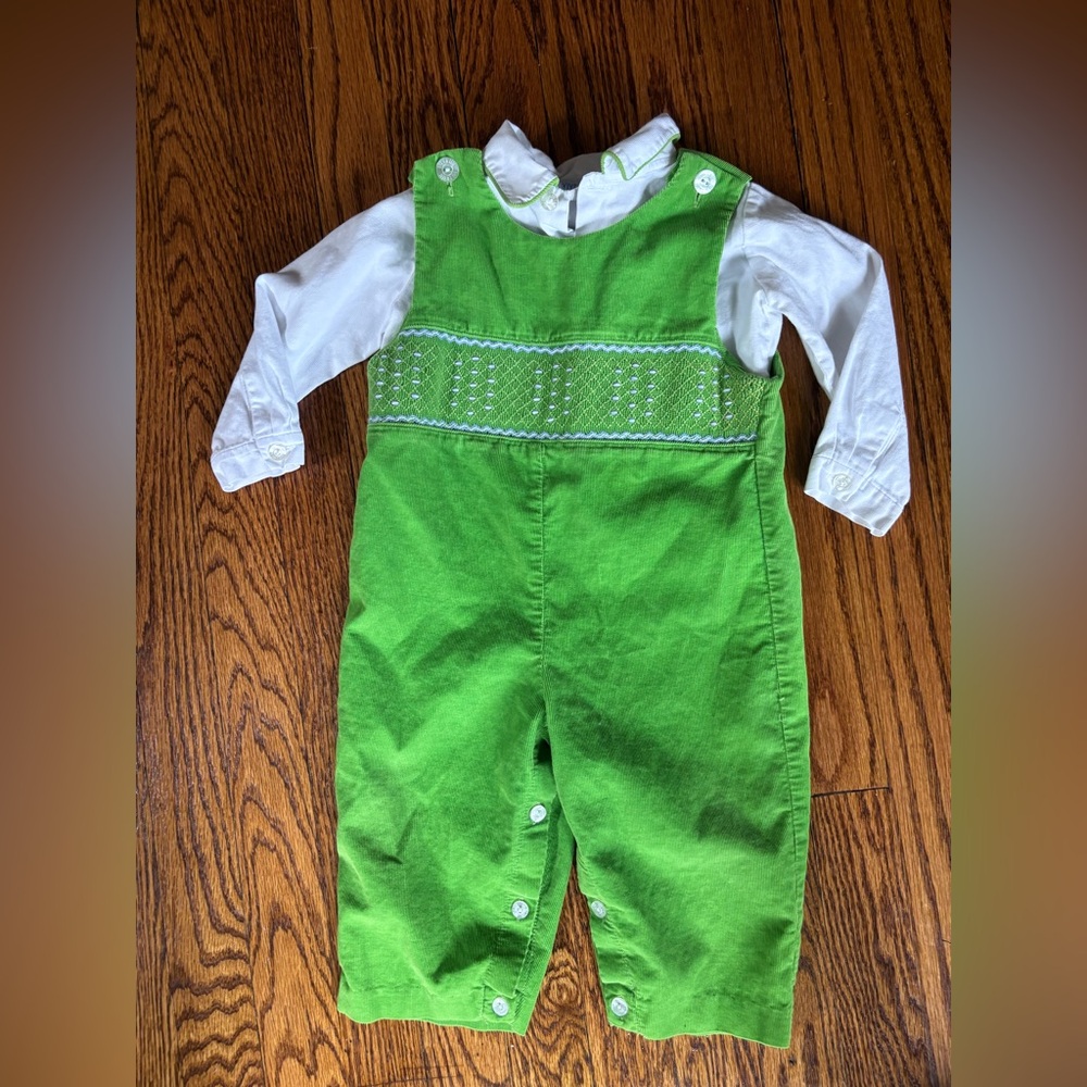 Vive La Fête Green and White Jon Jon Sz 18 months